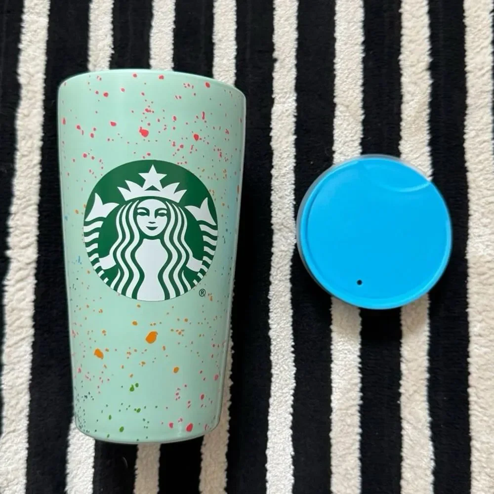 Starbucks Mint Green Rainbow Speckled 12oz Ceramic Tumbler Mug